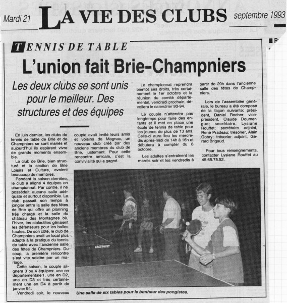 Article de la Charente Libre du 21 septembre 1993